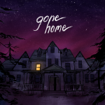 Logo: Gone Home - hus om natten med lys i ett vindu