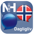 Dagligliv appikon, snakkeboble og norsk flagg