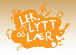 Illustrasjon med frasen Lek, lytt og lær