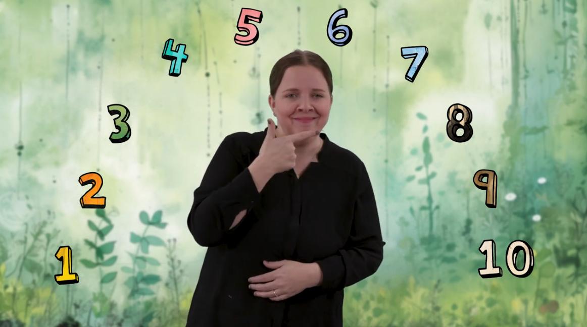 Dame forteller en tallregle om dyr.