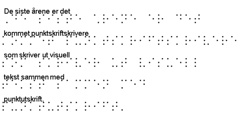 Visuell tekst og punktskrift sammen