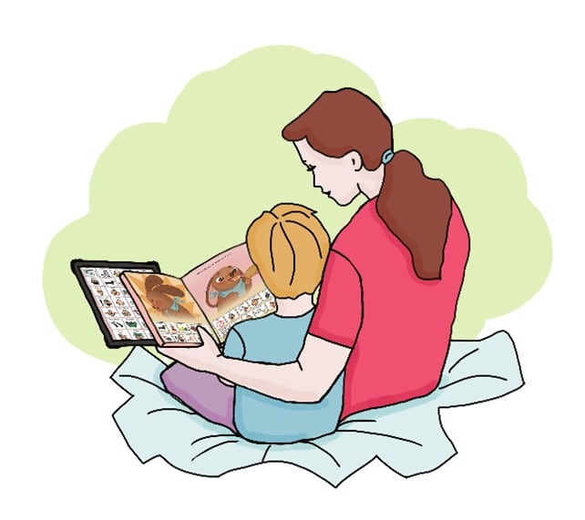 Voksen leser bok ASK -symboler