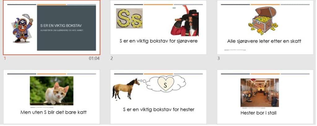 Bilde av ulike slides laget i powerpoint