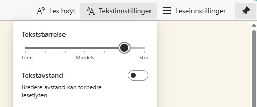 Bilde av menyen