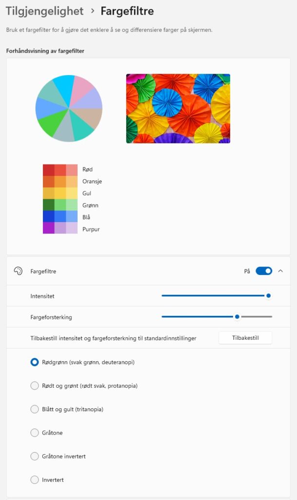 Fargefiltermeny