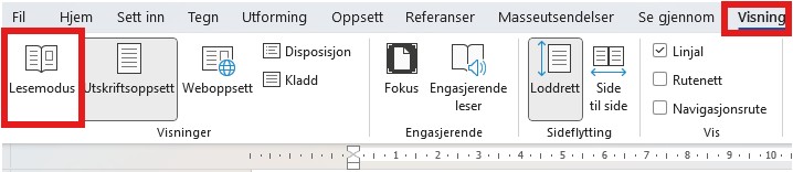 lesemodus i båndet
