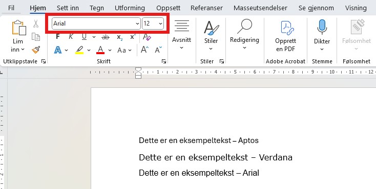 Skriftvalg i båndet