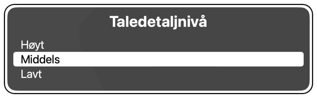 Nivå for talen i Detaljnivårotoren