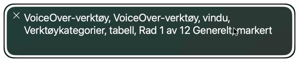 VoiceOver tekstpanel