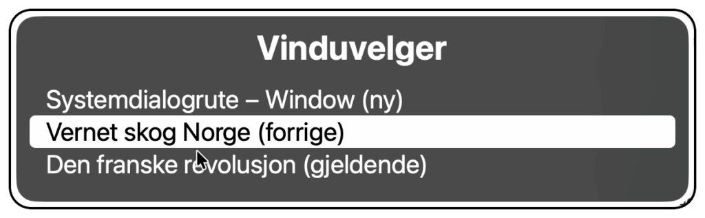 Arbeide med vinduer med Vinduvelger i VoieOver