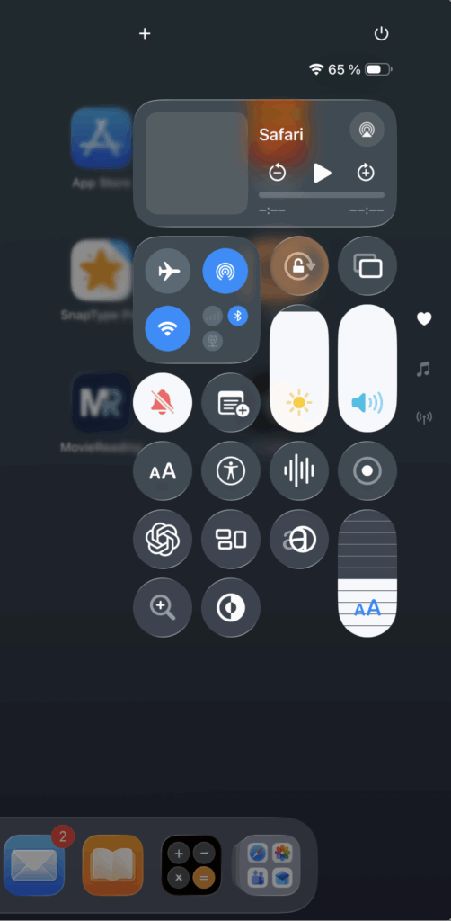 kontrollpanel iPad