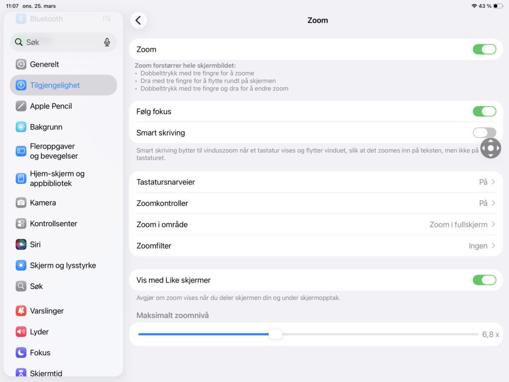 meny Zoom iPad