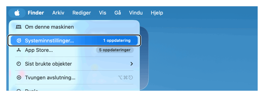 Utsnitt av Apple-menyen