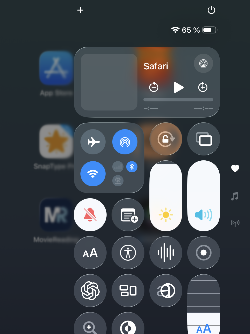 kontrollpanel iPad