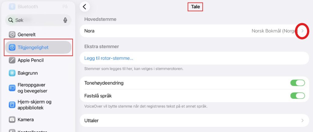 taleinnstilling i VO