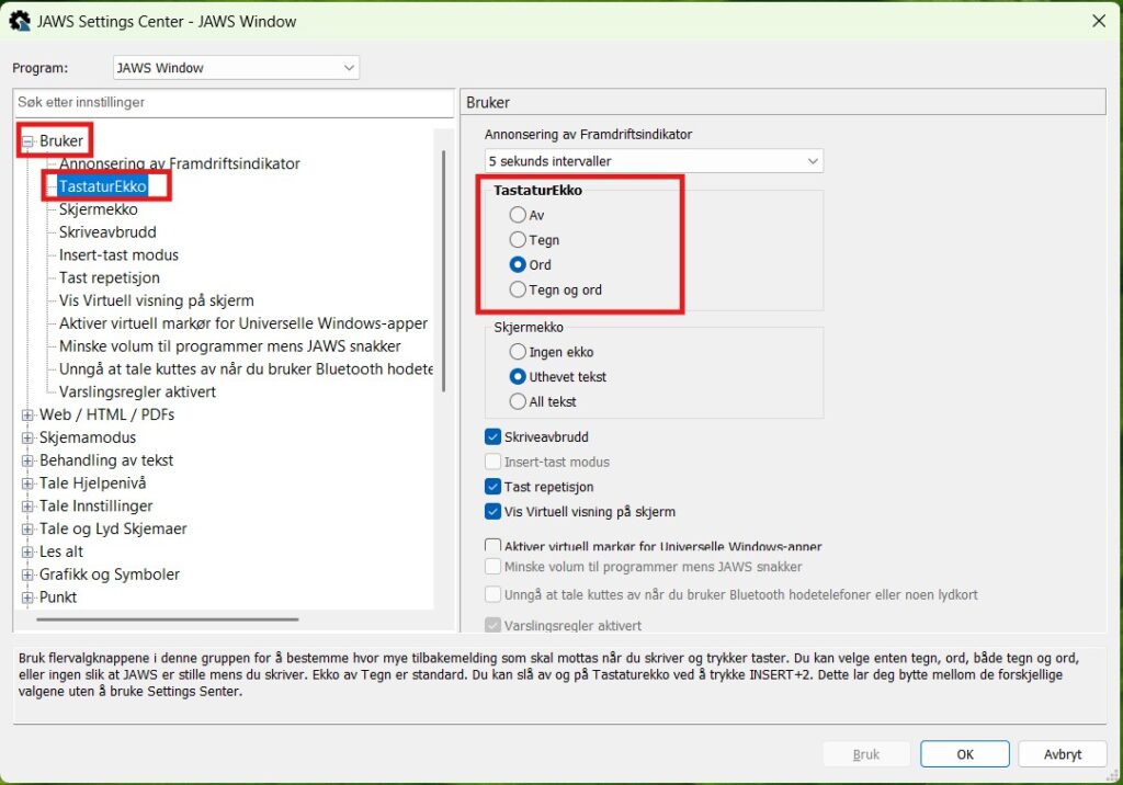 Dialogboks for tastaturekko