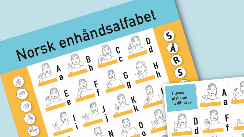 Plakat - det norske enhåndsalfabetet - Produktbilde