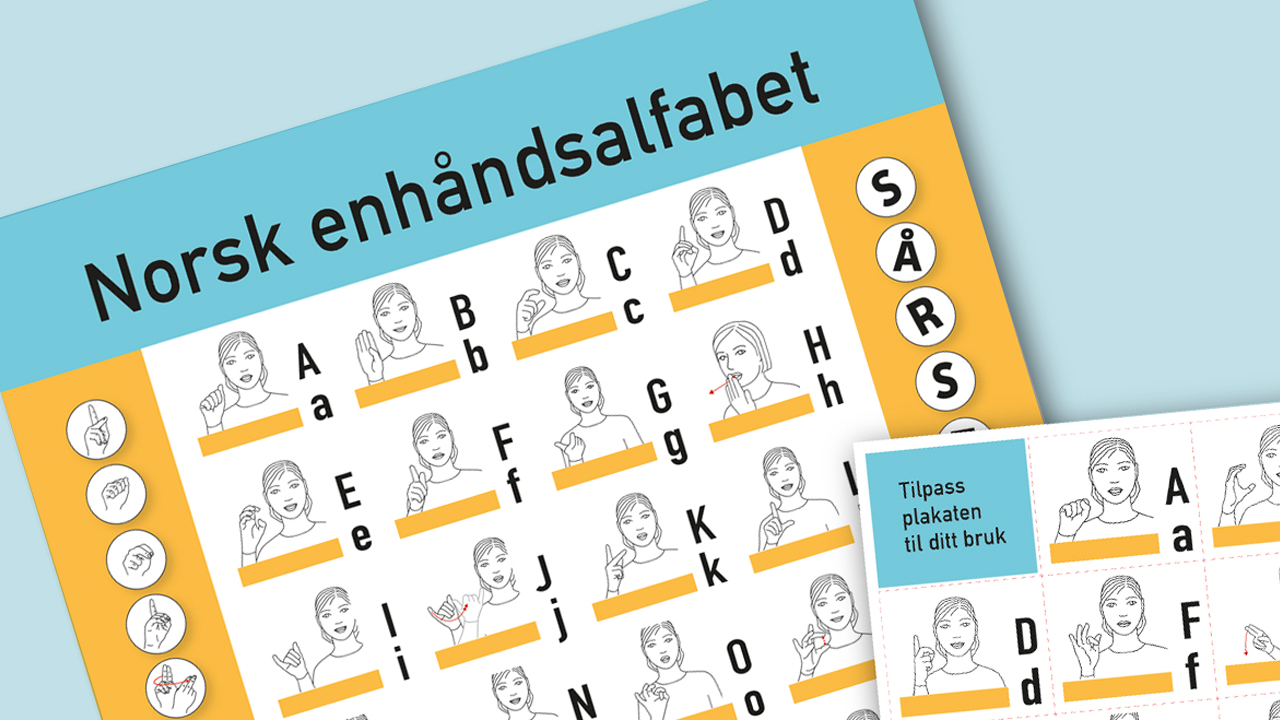 Plakat - det norske enhåndsalfabetet - Produktbilde