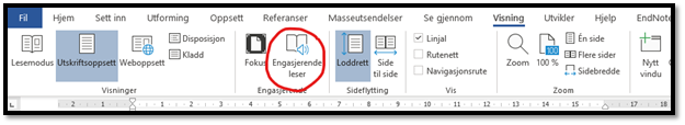 Skjermdump Ikonet til Engasjerende leser i  Visningsfanen i Word