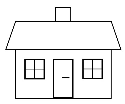 Taktil illustrasjon av et hus i omriss