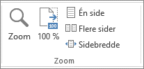 Skjermdump zoom i visningsfanen i Word