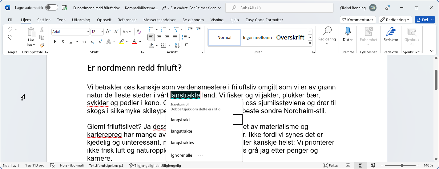 Gå til neste stave- eller gramatikkfeil i MS Word