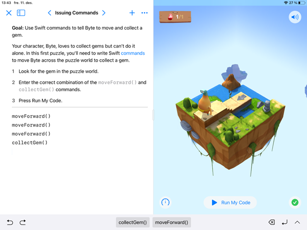 Skjermbilde fra appen Swift Playgrounds.