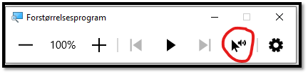 Skjermdump Ikon for opplesning i forstørrelsesprogram
