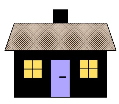 Taktil illustrasjon av hus med fylte flater