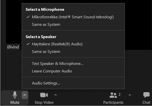 Menyen Audio Settings