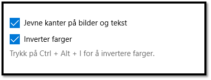 SKjermdump innstillinger inverter farger