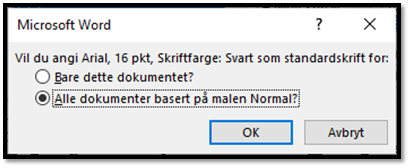 Skjkermdump valget Alle dokumenter basert på malen Normal.