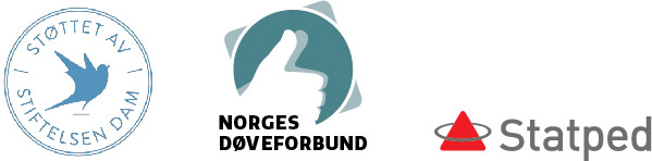 Tre logoer: Stiftelsen Dam, Norges Døveforbund og Statped