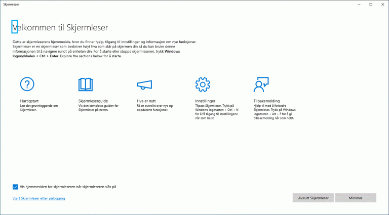 Bilde: Velkommen til Skjermleser