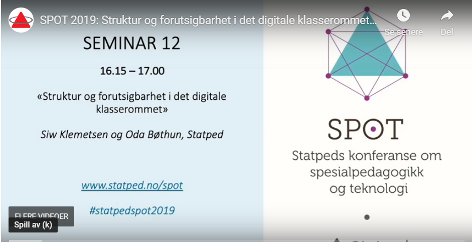 Skjermdump. Struktur og forutsigbarhet i det digitale klasserommet